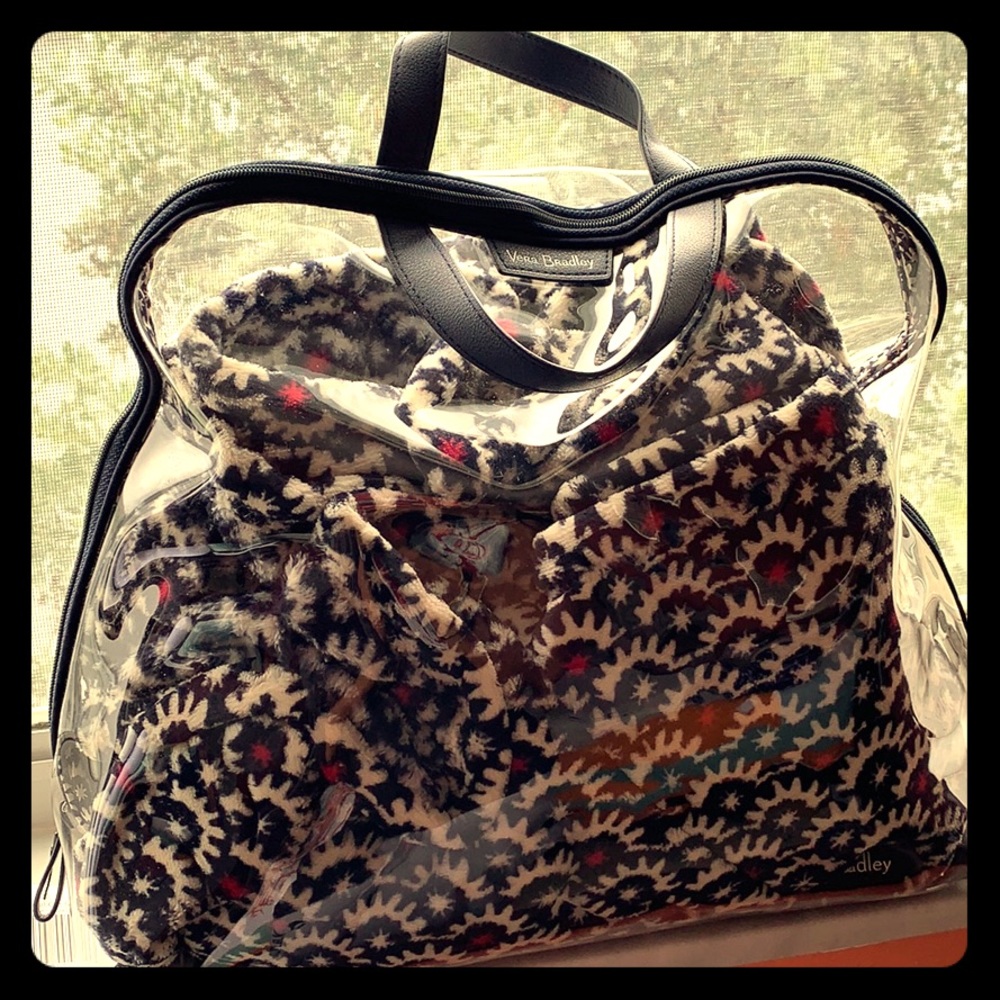 Vera Bradley Large Clear Bag with Travel Blanket
